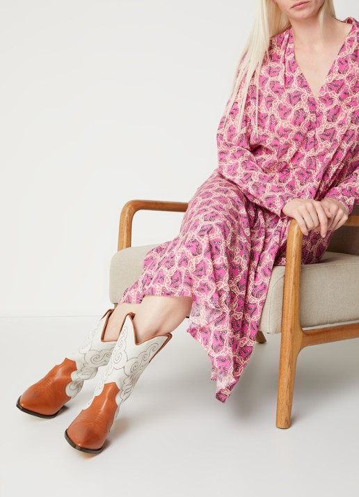 Isabel Marant Duerto cowboylaars van kalfsleer en suède - voorkant 2 cognac