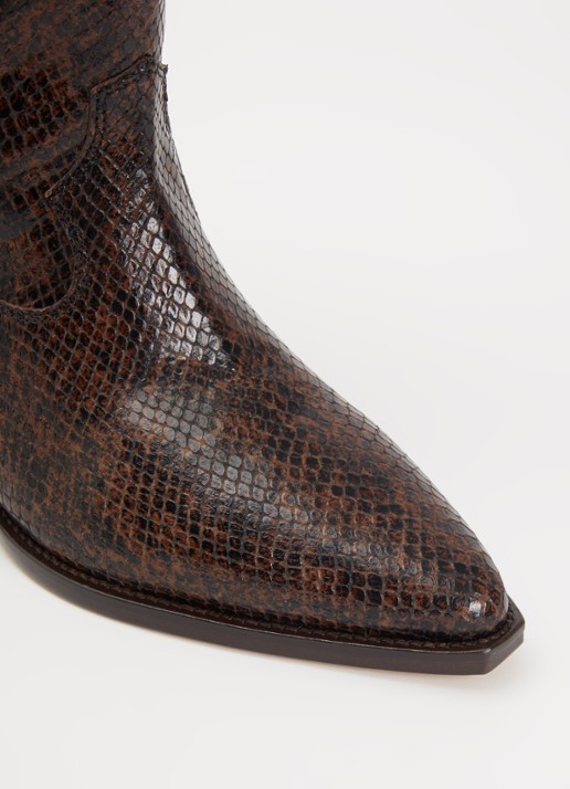 Isabel Marant Duerto cowboylaars van kalfsleer met slangenprint - detail 4 donkerbruin