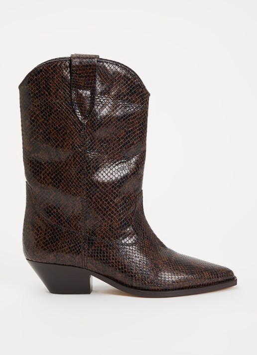 Isabel Marant Duerto cowboylaars van kalfsleer met slangenprint