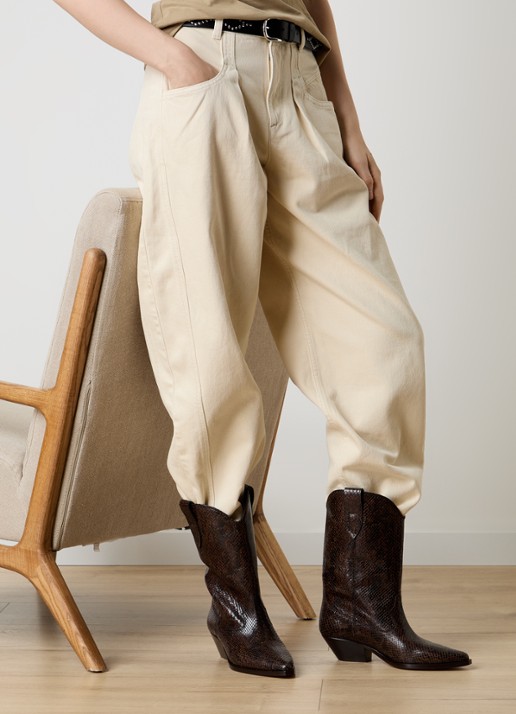 Isabel Marant Duerto cowboylaars van kalfsleer met slangenprint - voorkant 5 donkerbruin