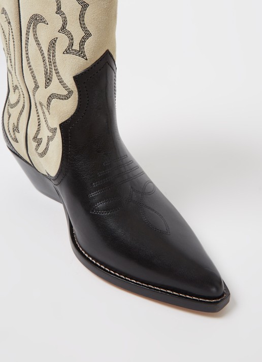 Isabel Marant Duerto cowboylaars van kalfssuède met leren details - detail 5 ivoor