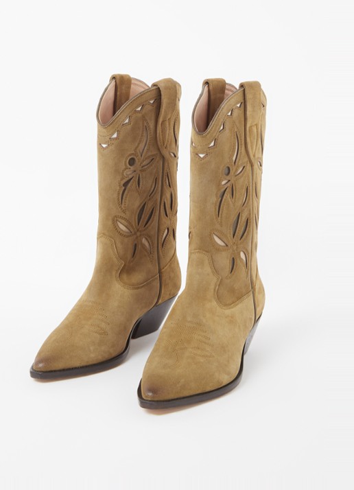 Isabel Marant Duerto cowboylaars van kalfssuède - detail 3 khaki