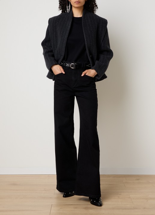 Isabel Marant Dyogo jack in wolblend met krijtstreep - voorkant 2 antraciet