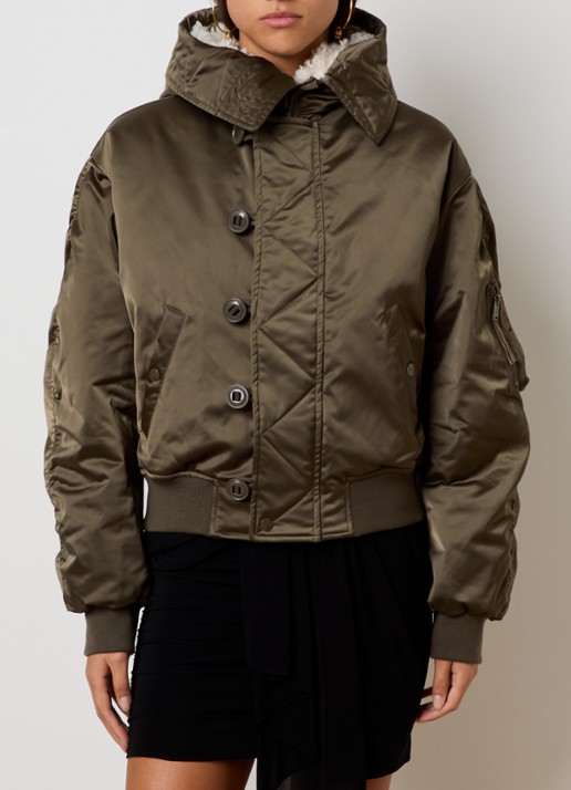 Isabel Marant Elisa gewatteerd jack met opstaande kraag - detail 4 bronsgroen