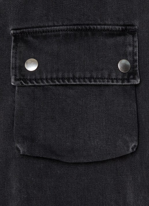 Isabel Marant Elize spijkerjas in linnenblend met klepzakken - detail 5 antraciet