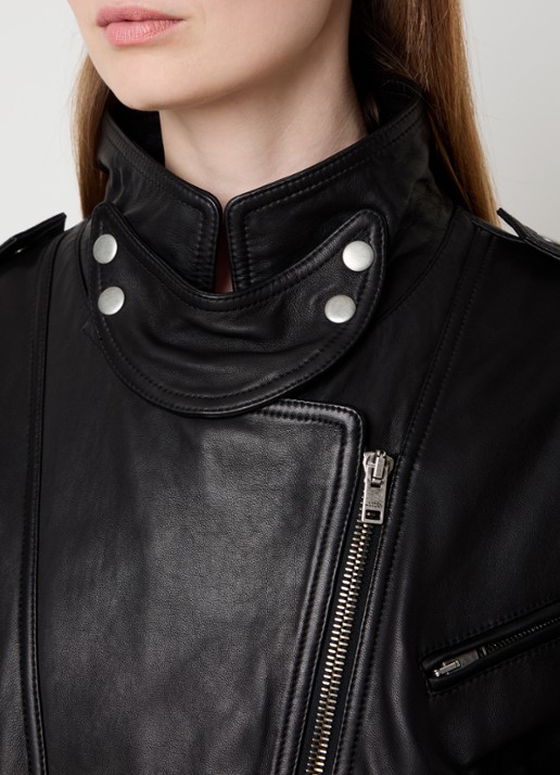 Isabel Marant Farza jack van lamsleer met ceintuur - detail 4 zwart