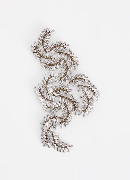 Isabel Marant Festive Feather broche met kristal - detail 2 wit