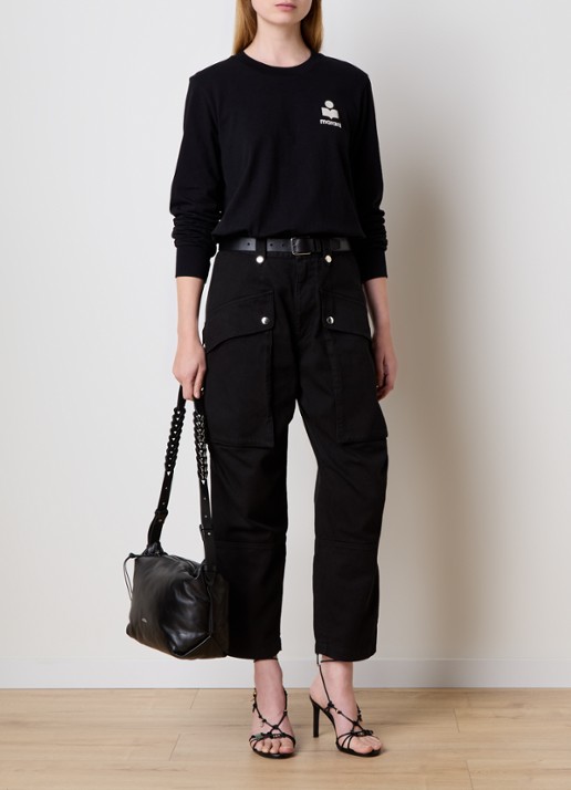 Isabel Marant Fijngebreide trui met logo- en backprint - voorkant 5 zwart