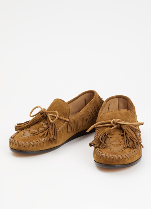 Isabel Marant Fitza loafers van suède met franjes - detail 4 cognac