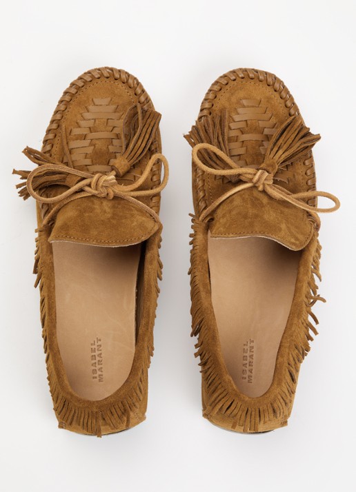 Isabel Marant Fitza loafers van suède met franjes - detail 5 cognac