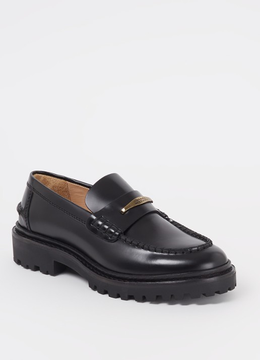 Isabel Marant Frezza loafer van kalfsleer - voorkant zwart