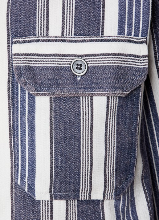 Isabel Marant Gelva blouse met streepprint en borstzakken - detail 4 gebroken wit