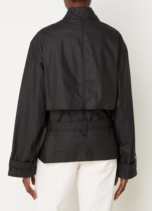 Isabel Marant Gokely korte trenchcoat met ceintuur  - achterkant 3 zwart