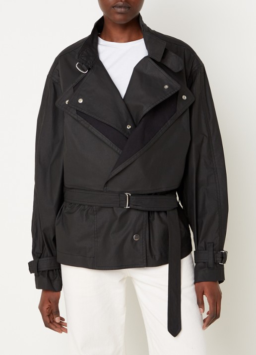 Isabel Marant Gokely korte trenchcoat met ceintuur  - detail zwart