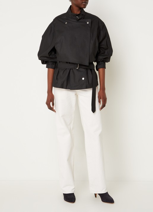 Isabel Marant Gokely korte trenchcoat met ceintuur  - voorkant 5 zwart