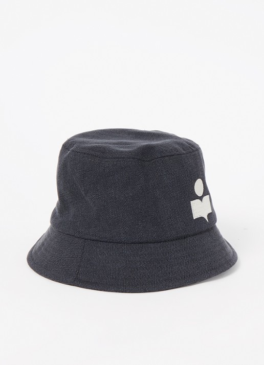 Isabel Marant Haley bucket hoed met logo - voorkant 2 grijs