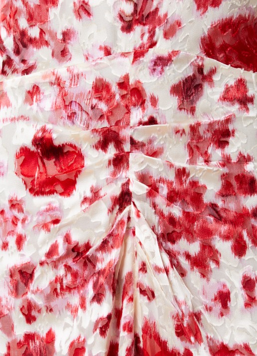 Isabel Marant Herva midi tuniekjurk in zijdeblend met bloemenprint - detail 5 gebroken wit