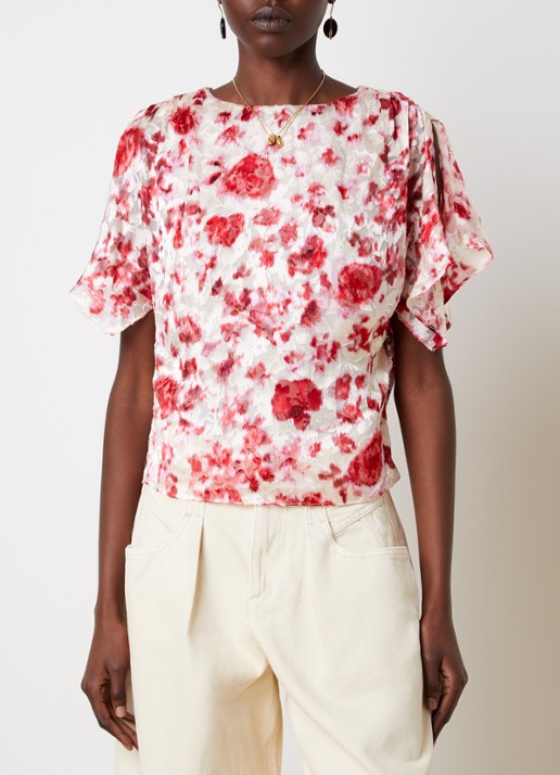 Isabel Marant Hervane tuniek in zijdeblend met bloemenprint en ruches