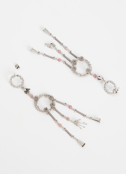 Isabel Marant Ho'Flower oorringen met hanger - detail zilver