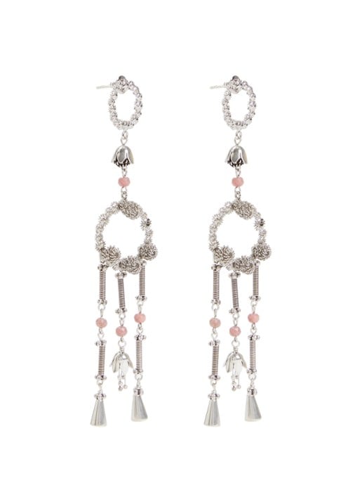Isabel Marant Ho'Flower oorringen met hanger - voorkant 3 zilver