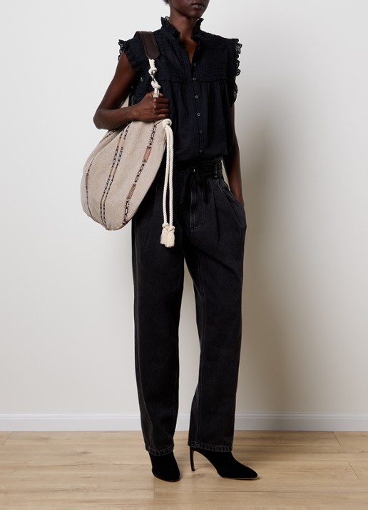 Isabel Marant Ilsa high waist tapered jeans met koord - voorkant 5 zwart