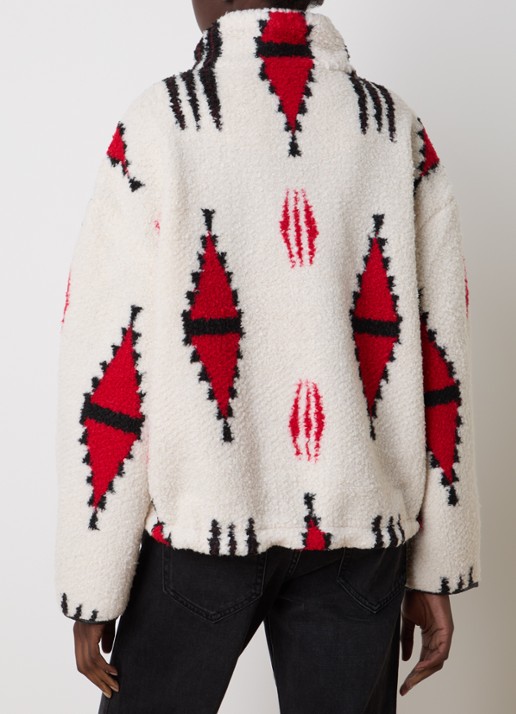 Isabel Marant Ivana vest van teddy met ingebreid patroon - achterkant gebroken wit