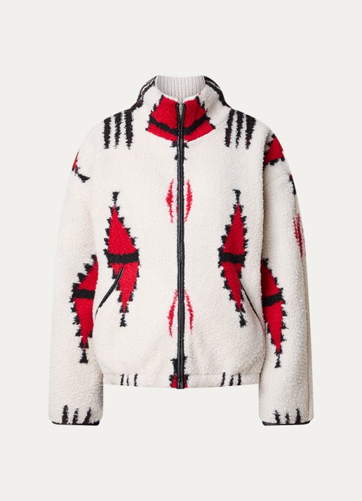 Isabel Marant Ivana vest van teddy met ingebreid patroon - voorkant 2 gebroken wit