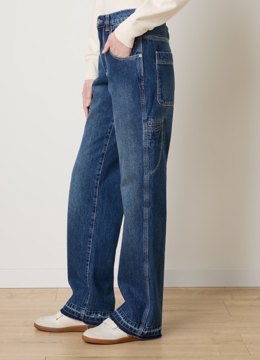 Isabel Marant Jeyda mid waist straight leg jeans met donkere wassing - detail 4 blauw