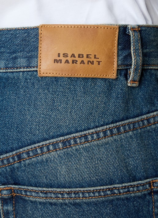 Isabel Marant Joanny high waist wide leg jeans met medium wassing - detail 4 indigo