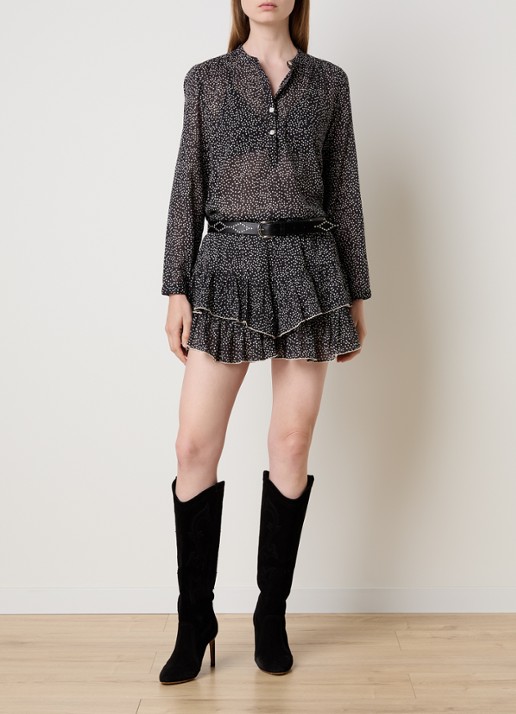Isabel Marant Jocadia mini broekrok met stippenprint - voorkant 5 zwart