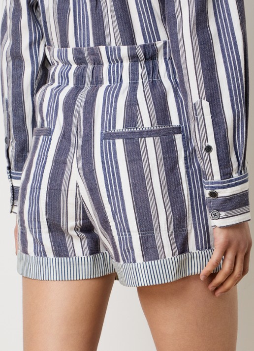 Isabel Marant Joely high waist straight fit korte broek met steekzakken - achterkant gebroken wit