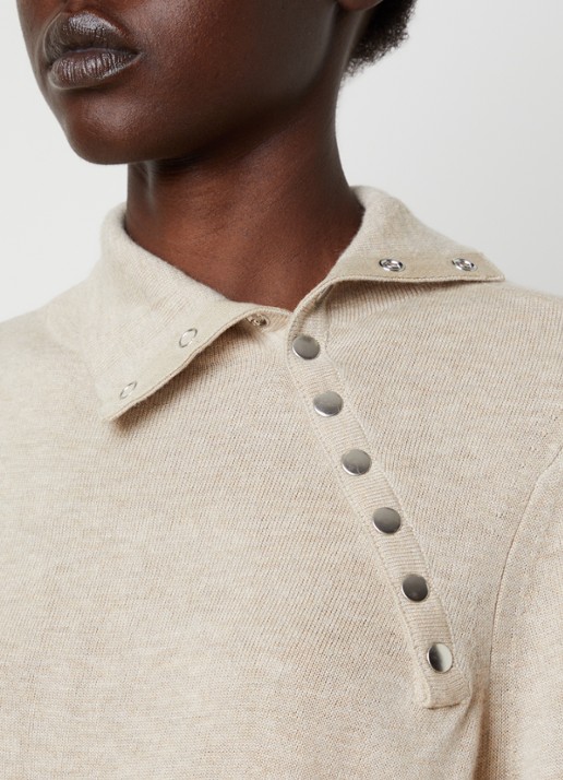Isabel Marant Jovienne fijngebreide trui in wolblend met opstaande kraag - detail 3 beige