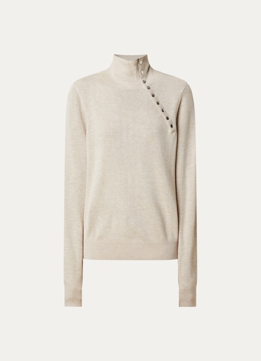 Isabel Marant Jovienne fijngebreide trui in wolblend met opstaande kraag - voorkant 4 beige