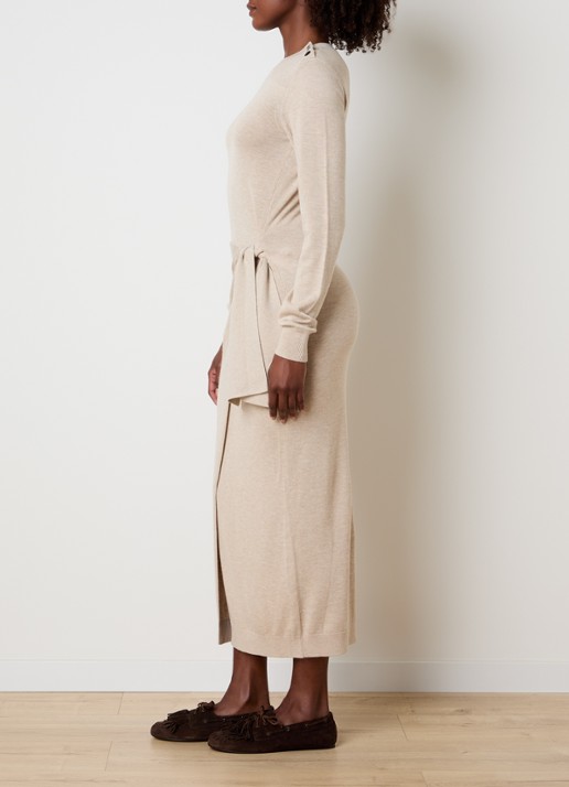 Isabel Marant Jozira fijngebreide maxi jurk in wolblend - voorkant 2 beige
