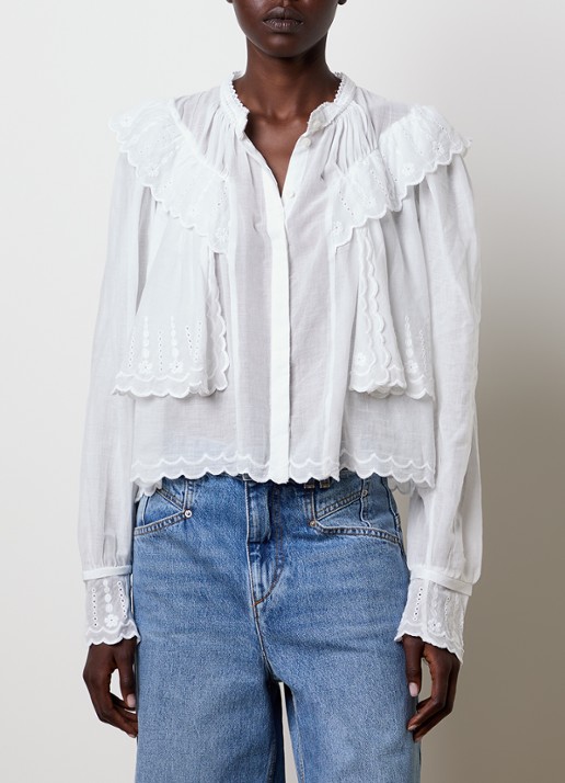 Isabel Marant Kelmon blouse met volant en borduring