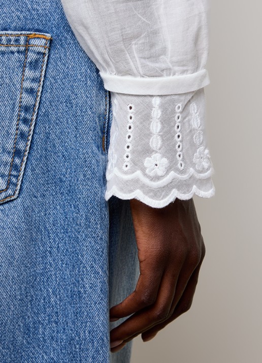 Isabel Marant Kelmon blouse met volant en borduring - detail 2 wit