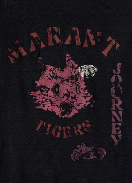 Isabel Marant Kiliann T-shirt van linnen met logoprint - detail 2 zwart