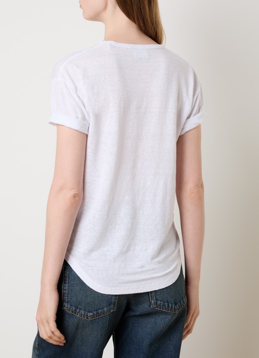 Isabel Marant Koldia semi-transparant T-shirt van linnen met flock logoprint - achterkant 5 wit