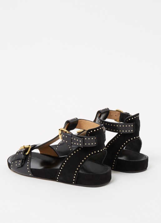 Isabel Marant Layne sandaal van leer en suède met studs - detail 5 zwart