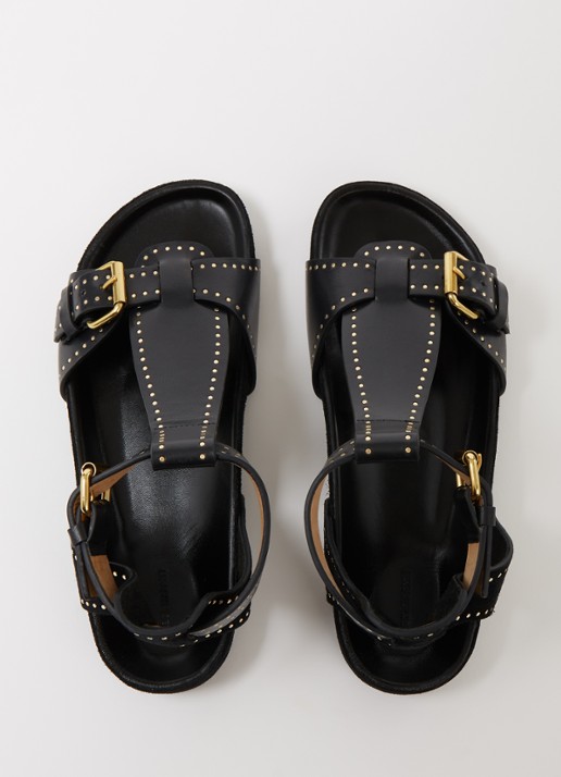 Isabel Marant Layne sandaal van leer en suède met studs - detail 6 zwart