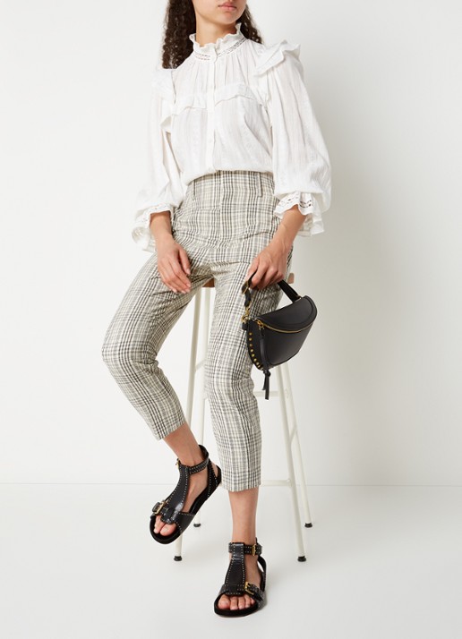 Isabel Marant Layne sandaal van leer en suède met studs - voorkant 3 zwart