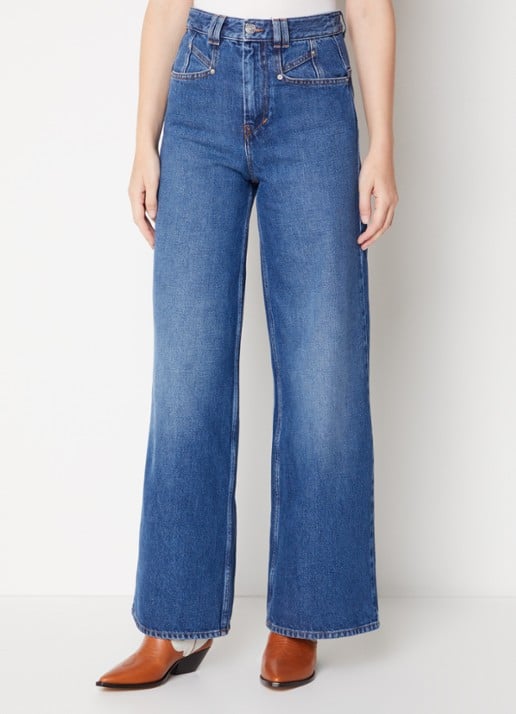 Isabel Marant Lemony high waist wide fit jeans met medium wassing - detail 2 indigo
