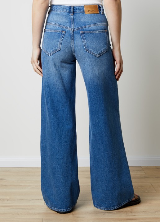 Isabel Marant Lemony high waist wide leg jeans met medium wassing - achterkant 5 indigo