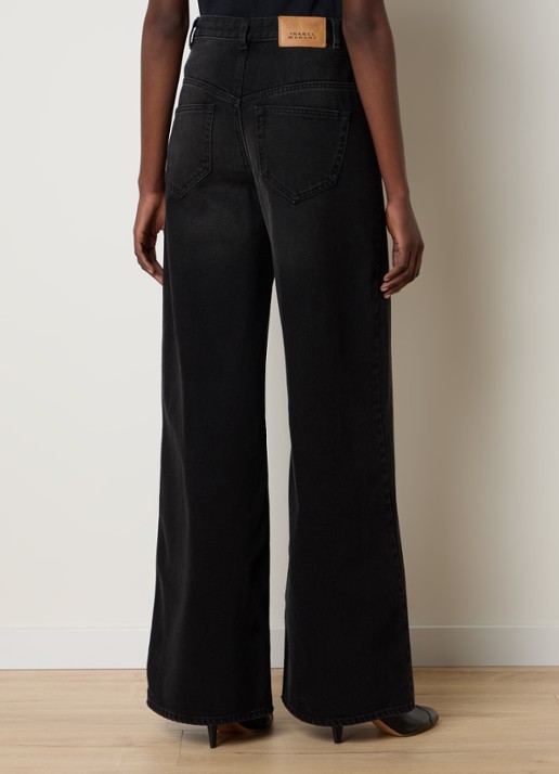 Isabel Marant Lemony high waist wide leg jeans van  katoen  - achterkant 3 zwart