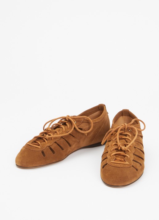 Isabel Marant Leyza sneaker van kalfssuède - detail cognac