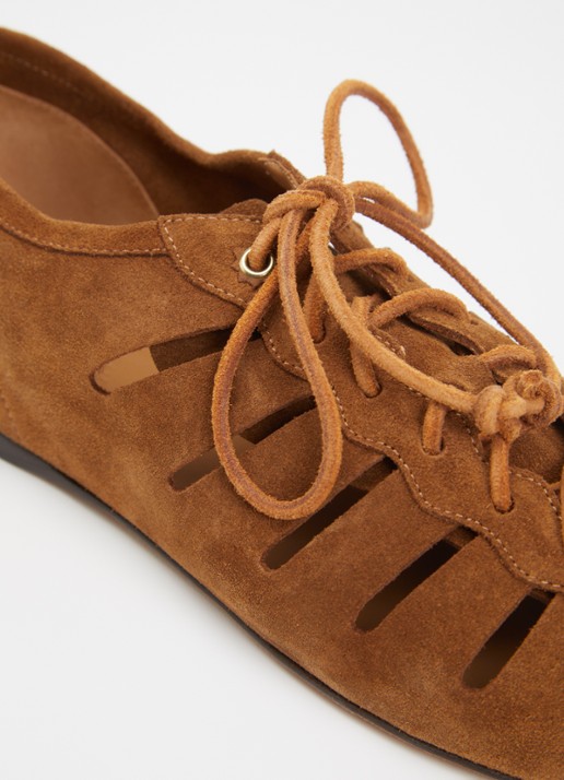 Isabel Marant Leyza sneaker van kalfssuède - detail 4 cognac