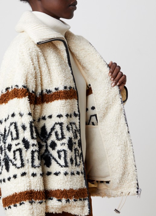Isabel Marant Lijka jack van fleece met print - detail 3 gebroken wit