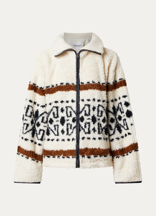 Isabel Marant Lijka jack van fleece met print - voorkant 5 gebroken wit