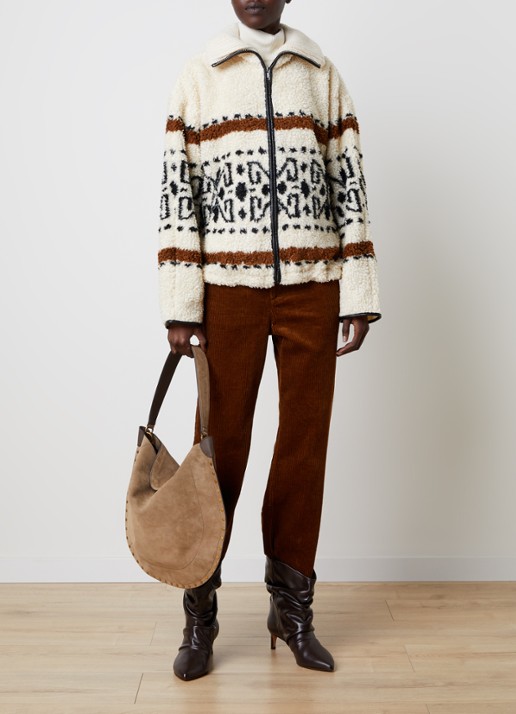 Isabel Marant Lijka jack van fleece met print - voorkant 6 gebroken wit