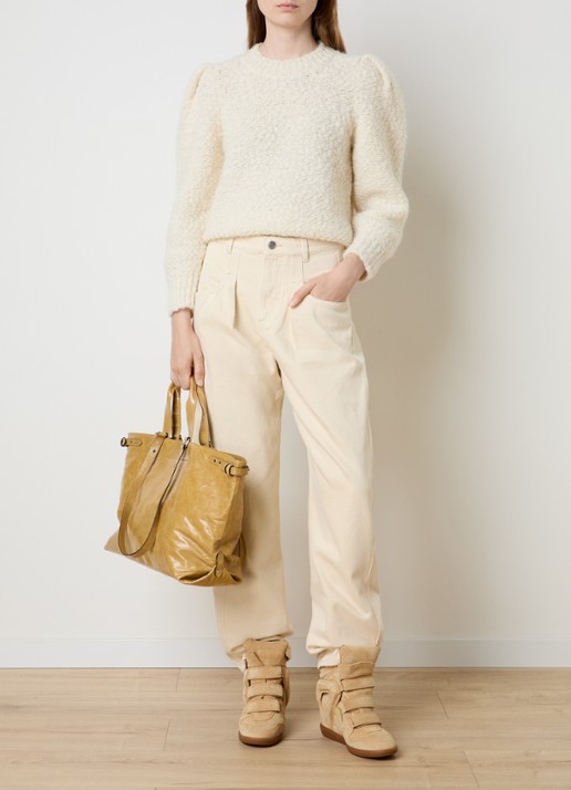 Isabel Marant Lisha high waist tapered jeans met gekleurde wassing - voorkant 5 beige